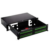 Patchpanel LWL, 2HE, leer, 19 Zoll, schwarz, Fibrain