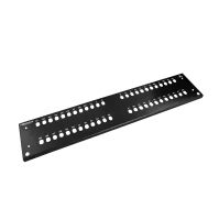 Frontplatte Patchpanel LWL, 2HE, 48× ST, 19 Zoll, schwarz, Fibrain