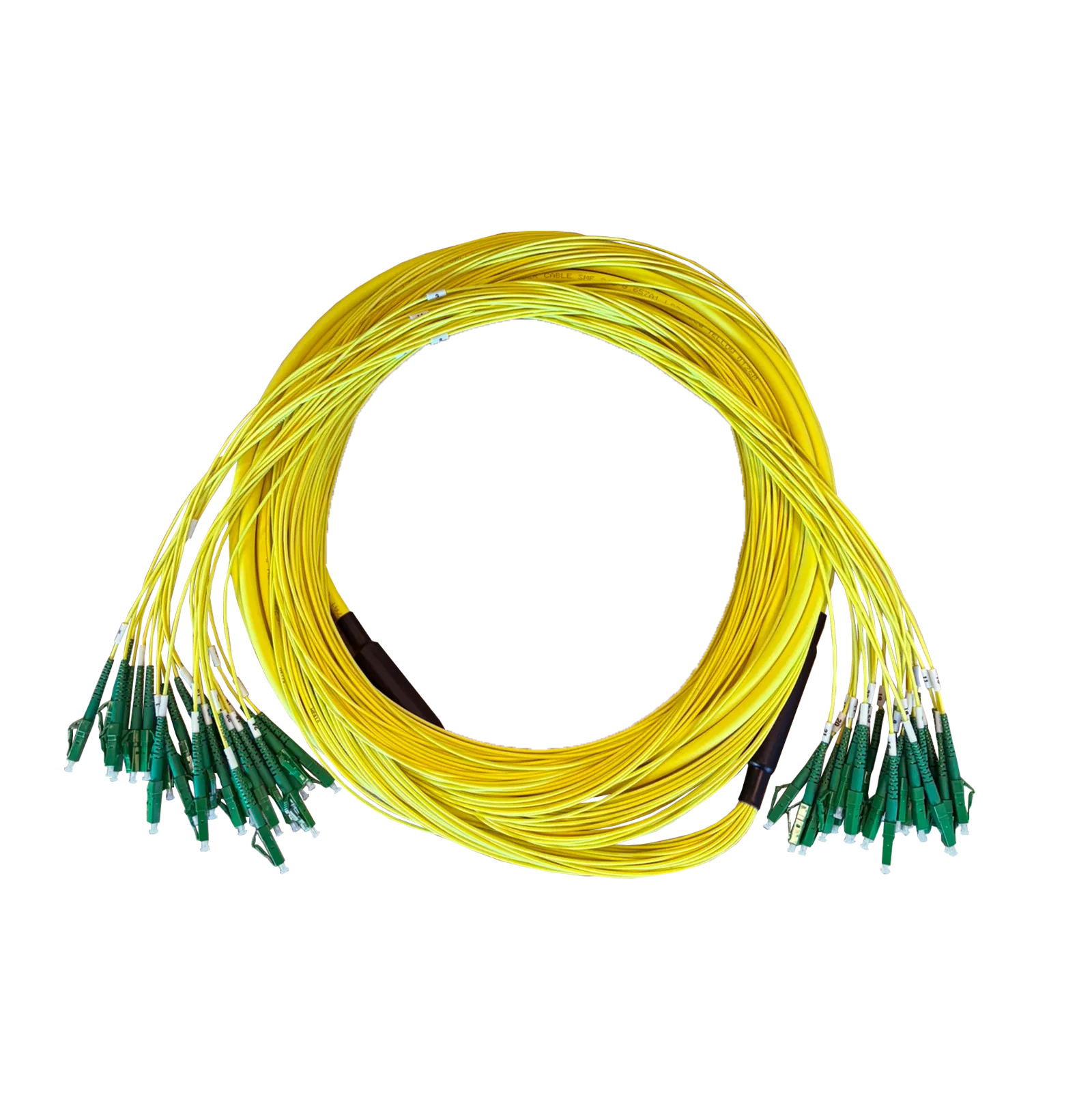 Breakout-Kabel, 48-polig, SM, G657A1, LC/APC (Fanout-Länge 1,6m)-LC/APC (Fanout-Länge 1,6m), CPR Dca, gelb, 22,5m