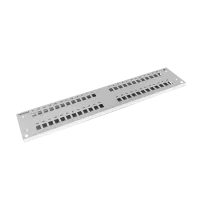 Frontplatte Patchpanel LWL, 2HE, 48× SC Simplex, 19 Zoll, grau, Fibrain